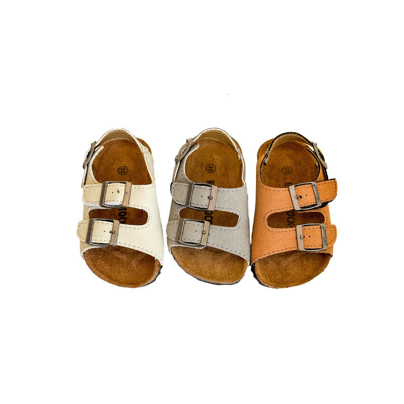 Slipper Kids Summer Sandals Breathable Cork Slippers for Boys Girls - PU Leather Hook Loop Closure Anti-Slippery Beach School 2024 S25326