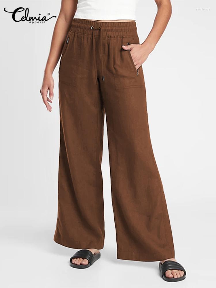 Women' Pants Celmia Loose Solid Long Trouser Casual Pockets Women Drawstring Pantalon Cotton Fashion Elastic Waist 2023 Summer Straight, Beige
Women' Pants Celmia Loose Solid Long Trouser Casual Pockets Women Drawstring Pantalon Cotton Fashion Elastic Waist 2023 Summer Straight, Beige