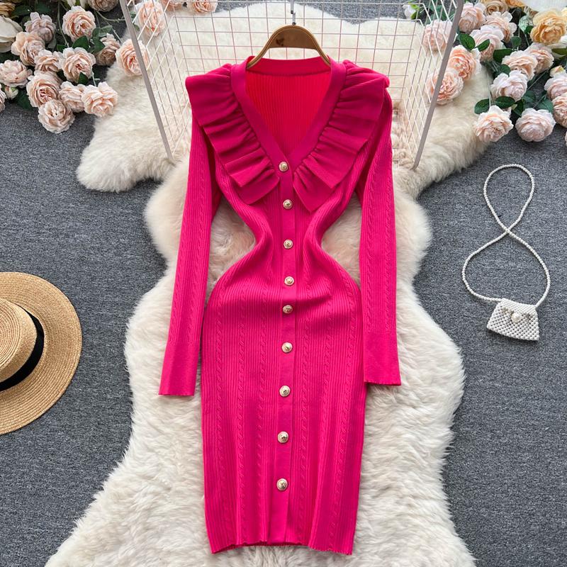 Casual Dresses Vintage Elegant V-Neck Female Knitted Long Dress Slim Full Sleeve Ruffle Women Sweater Green Vestidos Autumn 2023 Winter, Black
Casual Dresses Vintage Elegant V-Neck Female Knitted Long Dress Slim Full Sleeve Ruffle Women Sweater Green Vestidos Autumn 2023 Winter, Black