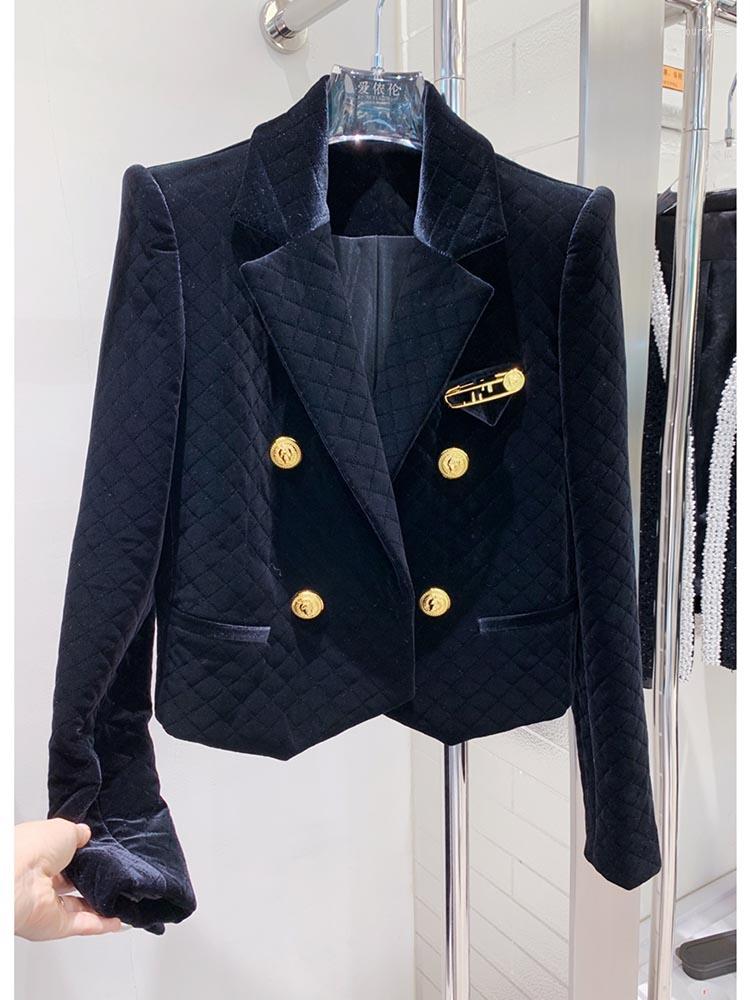 Women' Jackets HIGH STREET Est 2023 Fall Winter Designer Jacket Brooch Embellished Lion Buttons Grid Velvet Blazer, Black
Women' Jackets HIGH STREET Est 2023 Fall Winter Designer Jacket Brooch Embellished Lion Buttons Grid Velvet Blazer, Black