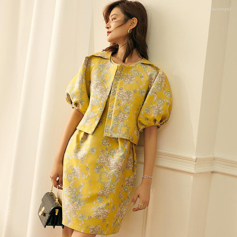 Work Dresses Spring Autumn Dress Sets Jacquard Matching Women 2 Piece Set Blazer Floral For HT2483, Yellow
Work Dresses Spring Autumn Dress Sets Jacquard Matching Women 2 Piece Set Blazer Floral For HT2483, Yellow
