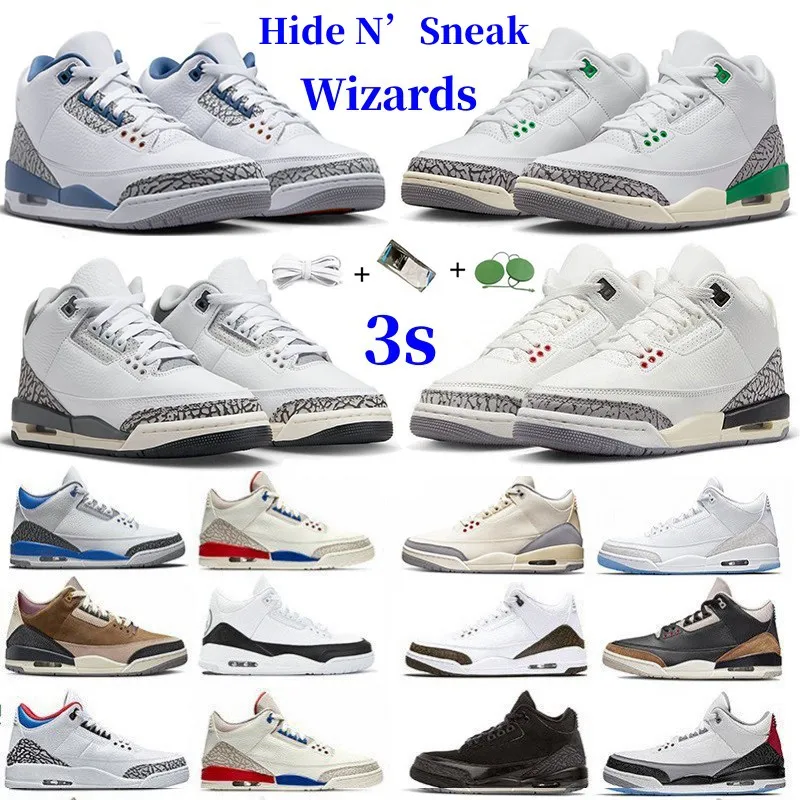 Jumpman 3 Wizards Mens Basketball Shoes 3s Hide and Sneak White True Blue Lucky Green Muslin Black Cat White Cement Fire Red Women Trainers Sports Sneakers with Box
Jumpman 3 Wizards Mens Basketball Shoes 3s Hide and Sneak White True Blue Lucky Green Muslin Black Cat White Cement Fire Red Women Trainers Sports Sneakers with Box