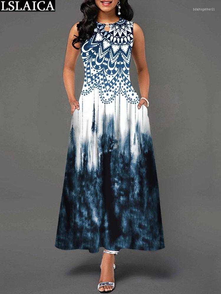 Casual Dresses For Womens Summer Luxury Long With Pocket Print Sleeveless O Neck Big Swing Fashion Vintage Clothes Plus Size Robe, Blue
Casual Dresses For Womens Summer Luxury Long With Pocket Print Sleeveless O Neck Big Swing Fashion Vintage Clothes Plus Size Robe, Blue