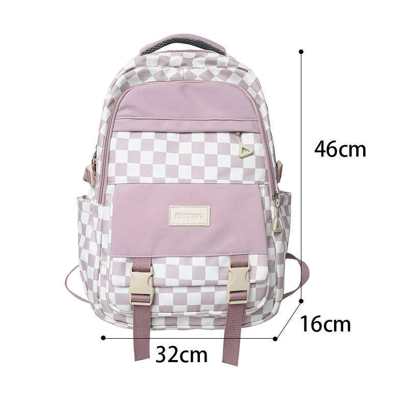 Backpacks Cute Women's Backpack for Teenagers Girls Plaid School Bag Female Student Travel Rucksack Large Capacity Student Bookbag