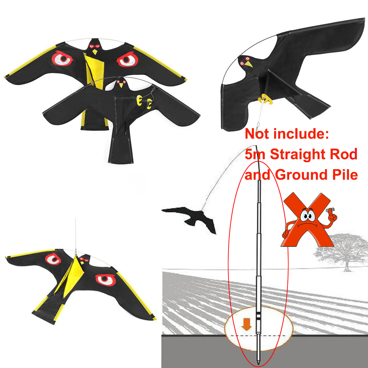 Garden Decorations Emulation Flying Hawk Kite Bird Scarer Drive Repellent for Scarecrow Yard Repeller 230608