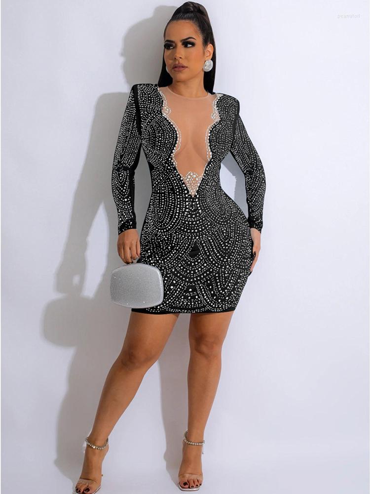 Casual Dresses IDress Beautiful Sheer Mesh Patchwork Crystal Mini Dress Glam Long Sleeve Sequins Short Party Birthday Outfits Clubwear, Black 
Casual Dresses IDress Beautiful Sheer Mesh Patchwork Crystal Mini Dress Glam Long Sleeve Sequins Short Party Birthday Outfits Clubwear, Black