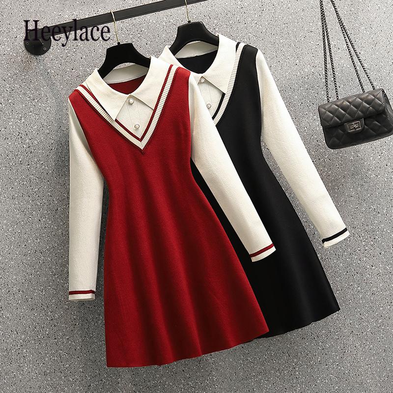 Casual Dresses Women Autumn Winter Patchwork Knitted Sweater Dress Office Ladies Elegant Long Sleeve Vintage Knitting Robe, Picture
Casual Dresses Women Autumn Winter Patchwork Knitted Sweater Dress Office Ladies Elegant Long Sleeve Vintage Knitting Robe, Picture