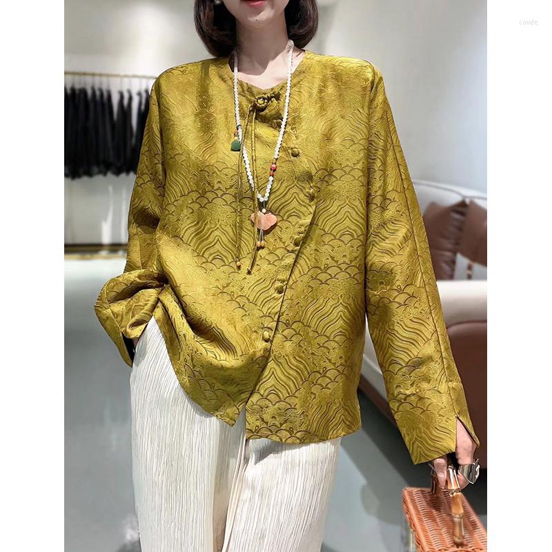 Women' Blouses Silk Fragrant Cloud Yarn Jacquard O-Neck Fashion Shirt Chinese Style Irregular Design Panbuckle Top Early Spring 2023 -XL, Mixed color
Women' Blouses Silk Fragrant Cloud Yarn Jacquard O-Neck Fashion Shirt Chinese Style Irregular Design Panbuckle Top Early Spring 2023 -XL, Mixed color