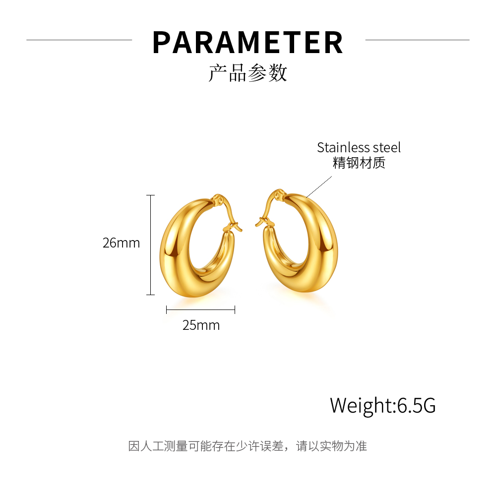 Gold-Plated Stainless Steel Earring Hoops For Women Mens Charming Jewelry 25mm Size Family Gifts n813