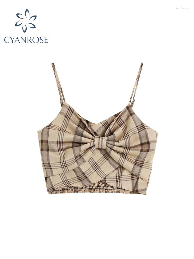Women' Tanks Summer Sexy Crop Top Women 2023 Fashion Korean Style Big Bow Design Sleeveless Backless Slim Khaki Plaid Ladies Tank Tops
Women' Tanks Summer Sexy Crop Top Women 2023 Fashion Korean Style Big Bow Design Sleeveless Backless Slim Khaki Plaid Ladies Tank Tops