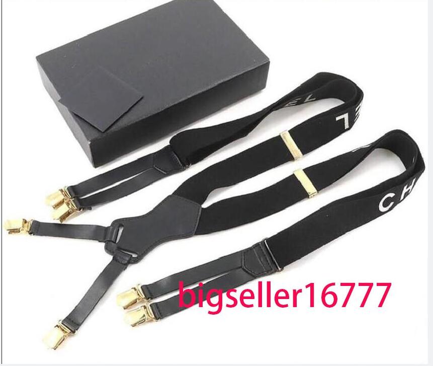 2024 Newest Factory Direct Fashion Men's and women Designer Suspenders 3.0 x 115cm Six Clip Wide Strap C