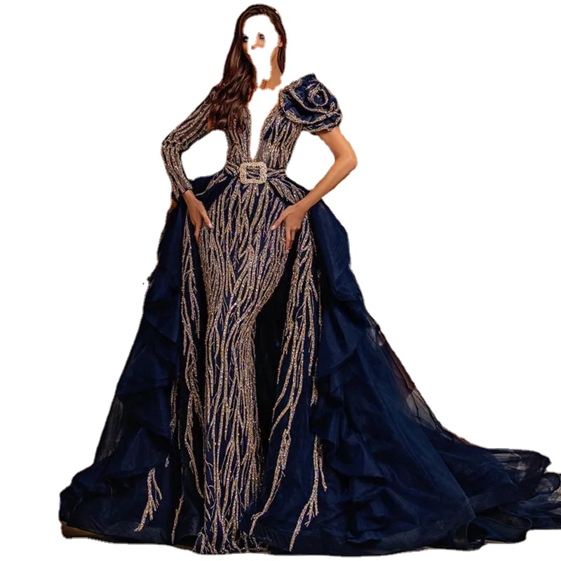 Luxury Two Pieces Evening Dresses with Detachable Train Arabic Formal Celebrity Dress Vestidos Beaded robes de soiree Party Dress, Champagne
Luxury Two Pieces Evening Dresses with Detachable Train Arabic Formal Celebrity Dress Vestidos Beaded robes de soiree Party Dress, Champagne