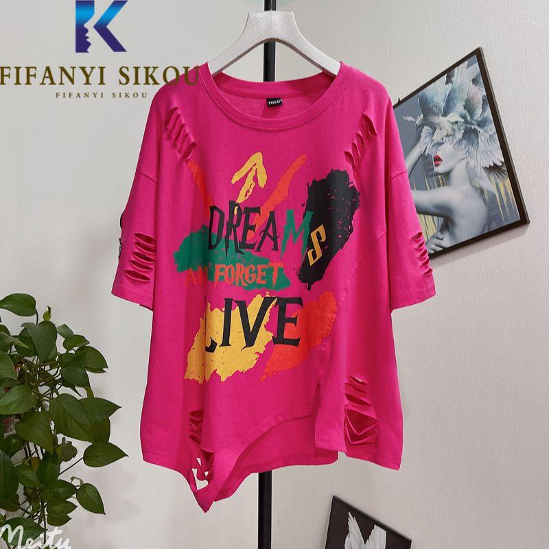 Women's T Shirts Letter Print T-shirt Women Graffiti Fashion Hole O-Neck Short Sleeve Tshirt Asymmetrical Loose Tops Female Casual Summer, Green
Women's T Shirts Letter Print T-shirt Women Graffiti Fashion Hole O-Neck Short Sleeve Tshirt Asymmetrical Loose Tops Female Casual Summer, Green