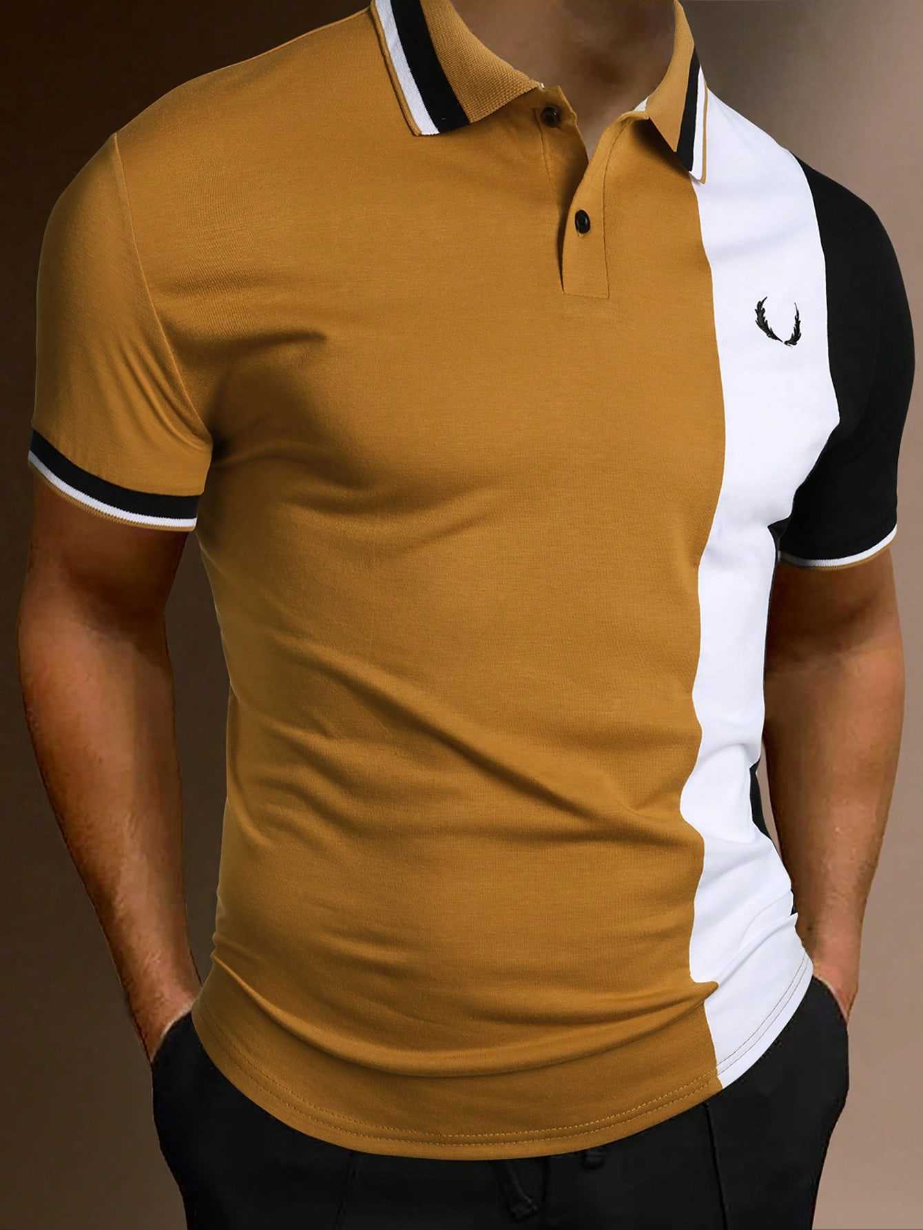 Men's short sleeved polo shirt striped T-shirt spin print striped shirt college subscriber Y Respzed 5xl