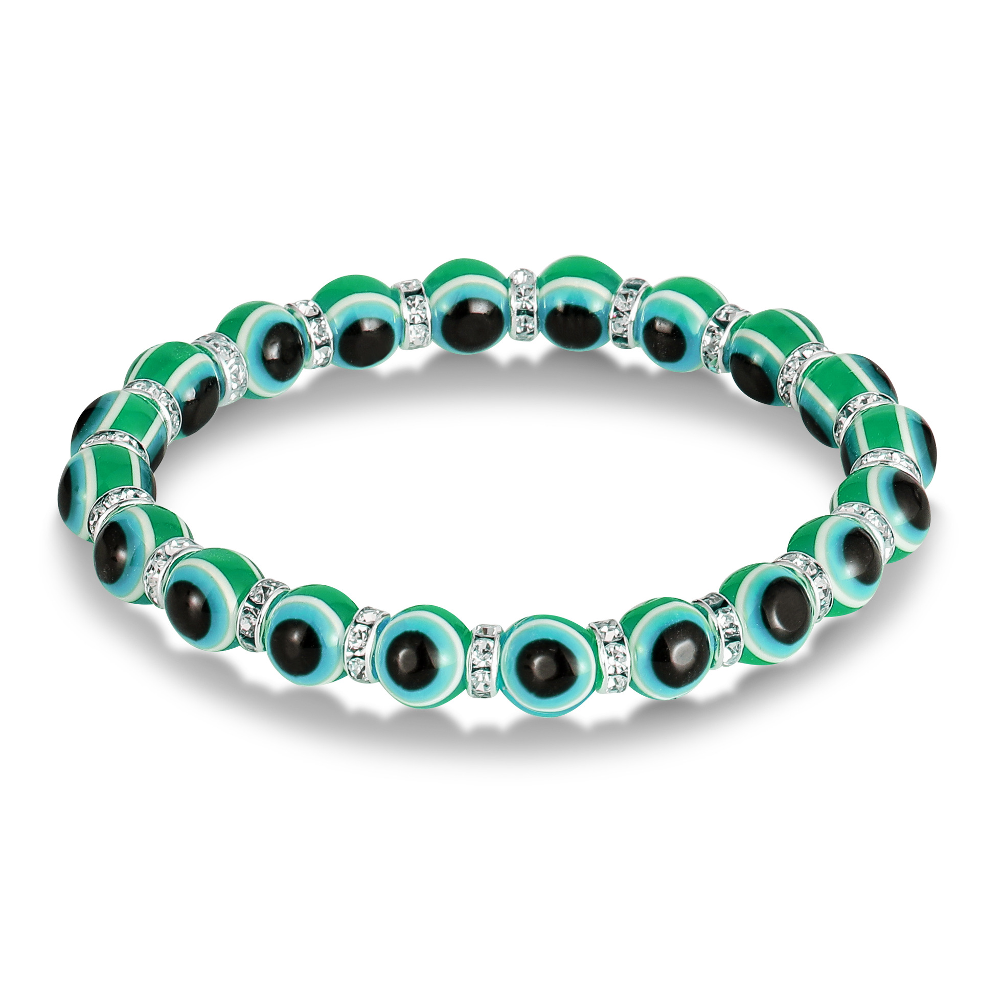 Colorful Turkish Blue Evil Eye 8mm Red Blue Eyes Beads Handmade Elasticity Bracelet for Men Women Yoga Reiki Jewelry