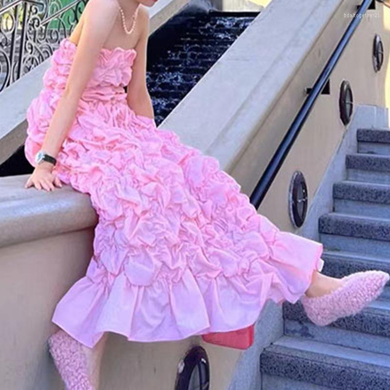 Casual Dresses Pink Sweet Ladies Luxury Chic Folds Ruffles Strapless Princess Dress 2023 Summer Eveing Party Elegant Womens
Casual Dresses Pink Sweet Ladies Luxury Chic Folds Ruffles Strapless Princess Dress 2023 Summer Eveing Party Elegant Womens