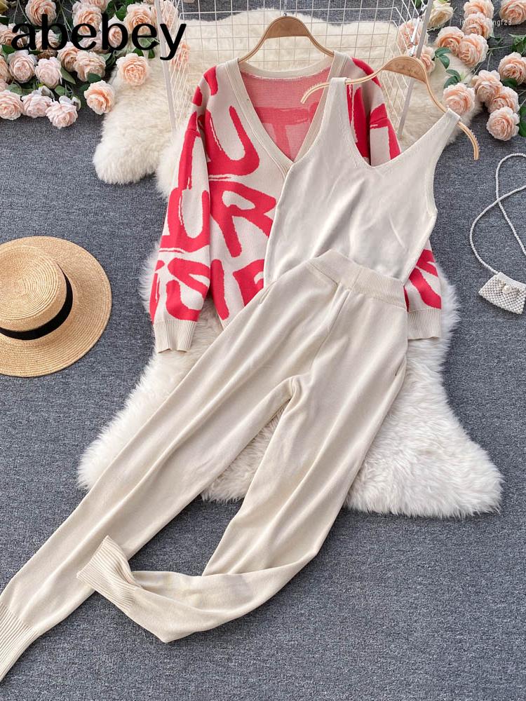 Women's Two Piece Pants Women Tracksuits Chic 3 Set Costume Knitted Letter Lounge Suit Cardigan Sweater Jogger Sleeveless Tank Top, Green
Women's Two Piece Pants Women Tracksuits Chic 3 Set Costume Knitted Letter Lounge Suit Cardigan Sweater Jogger Sleeveless Tank Top, Green