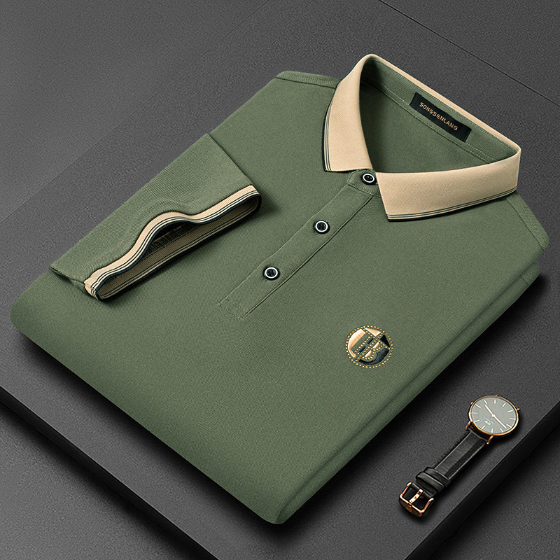 Men's Summer Polo Shirts with Diamond Embroidery - Short-Sleeved Cotton Blend Top R241008