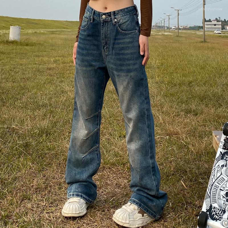 Women's Jeans Vintage Blue For Women - American Retro Street-style Washed Denim With Wide-Leg Flare Slouchy Fit And Y2K Vibe
Women's Jeans Vintage Blue For Women - American Retro Street-style Washed Denim With Wide-Leg Flare Slouchy Fit And Y2K Vibe