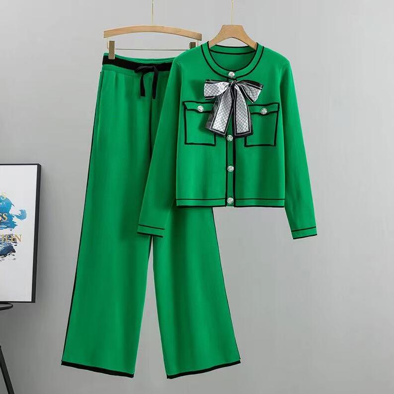 Womens Tracksuits Knit Zip Cardigan Tops Pants Suit 2pcs Sets CHA Luxury Designer Jacket Coat Woman Casual Sweater Trousers Suits