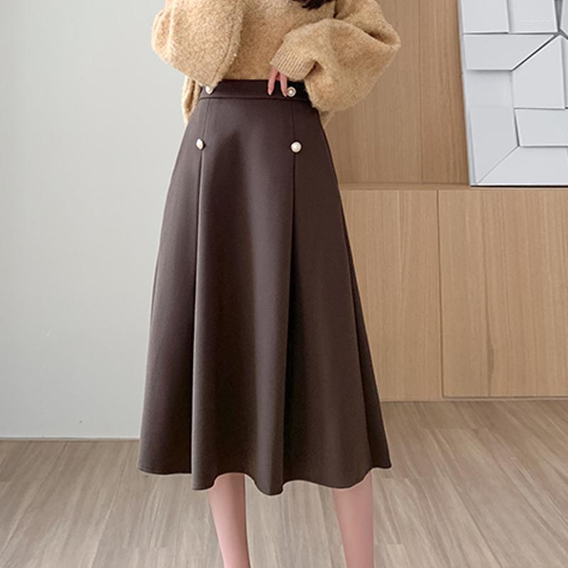 Skirts Limiguyue Pearl Buttons Midi Elegant Autumn Winter Women Korean Elastic High Waist Slim A-line Woolen Skirt Office Lady, Coffee
Skirts Limiguyue Pearl Buttons Midi Elegant Autumn Winter Women Korean Elastic High Waist Slim A-line Woolen Skirt Office Lady, Coffee