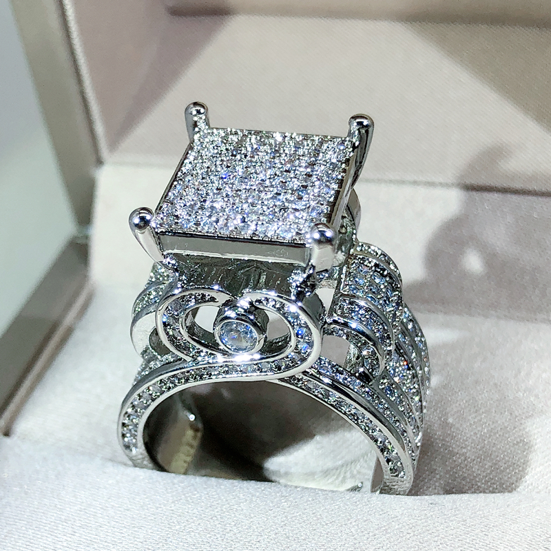 Wedding Rings 925 sterling silver high quality white zircon diamond ring geometric threedimensional diversified suitable for couple 230608