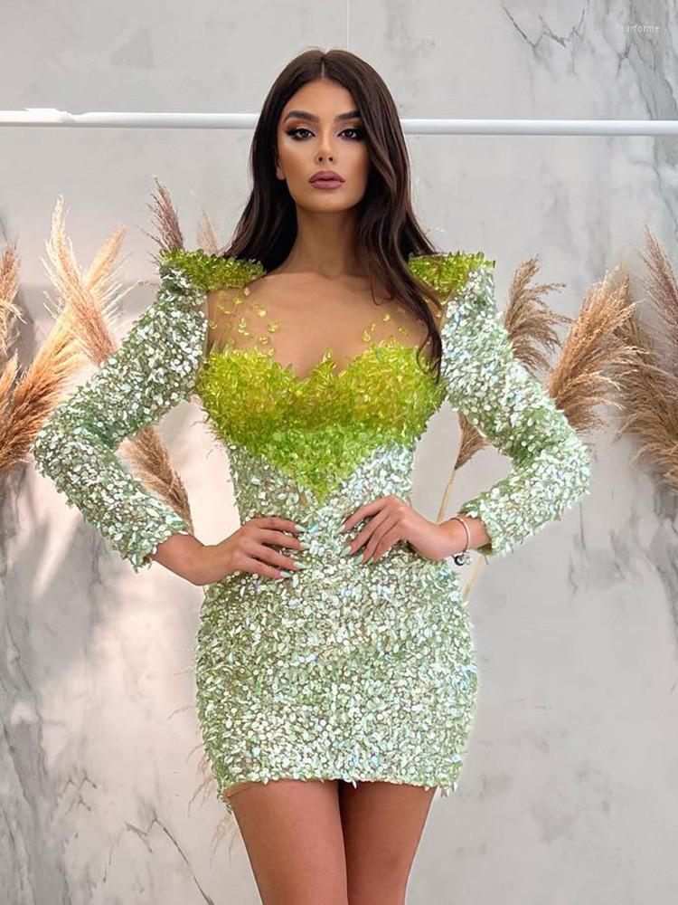 Casual Dresses Women Summer Sexy Long Sleeve Glitter Beading Crystal Green Mini Bodycon Custome Dress 2023 Elegant Evening Party Club
Casual Dresses Women Summer Sexy Long Sleeve Glitter Beading Crystal Green Mini Bodycon Custome Dress 2023 Elegant Evening Party Club