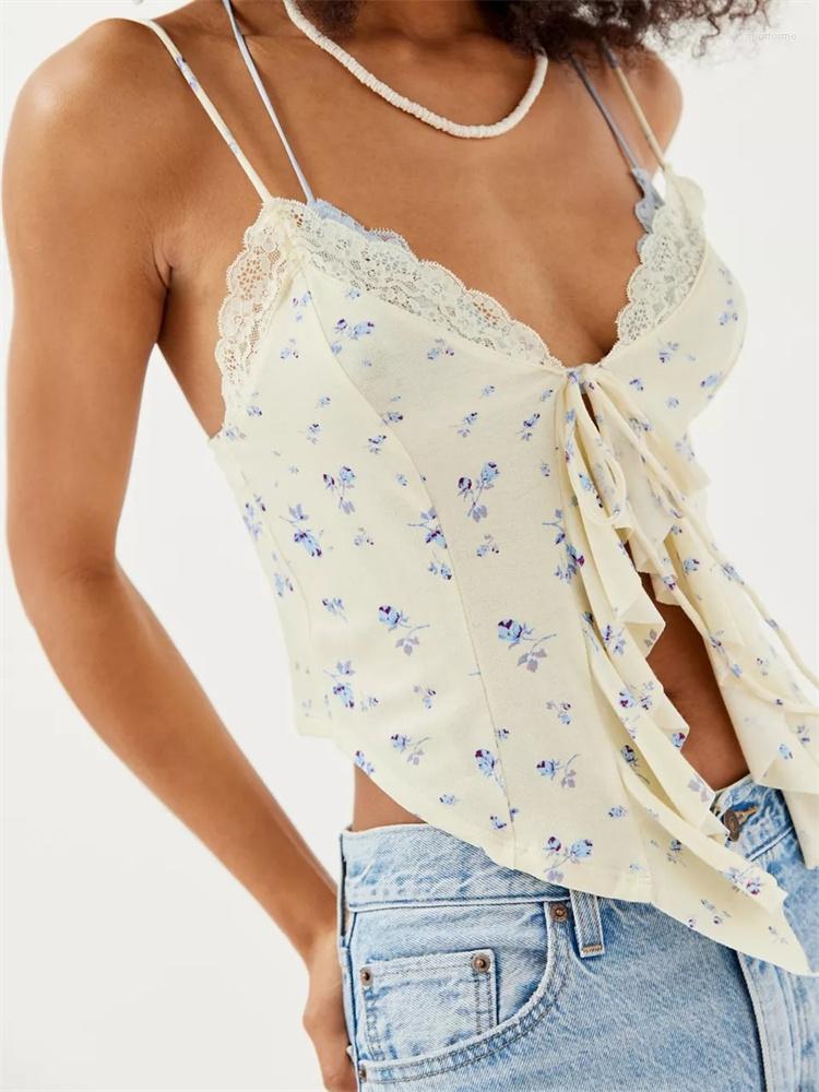 Women' Tanks CHRONSTYLE Vintage Floral Print Lace Patchwork Camis Tops For Women V-neck Front Split Tie-up Ruffle Tank Summer Strap Mini
Women' Tanks CHRONSTYLE Vintage Floral Print Lace Patchwork Camis Tops For Women V-neck Front Split Tie-up Ruffle Tank Summer Strap Mini