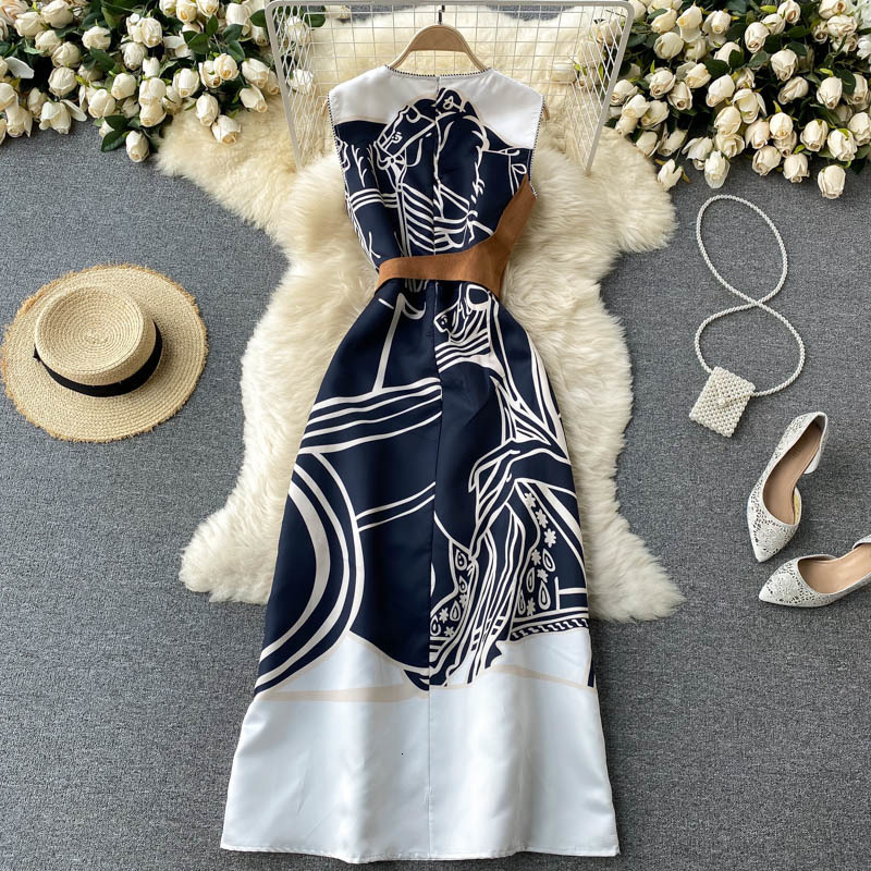 Basic Casual Dresses Fashion Women Dress Summer Sleeveless O-Neck Slim Bandage Long Dresses For Women Chic Sundresses 230608