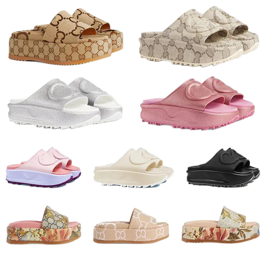 Women Men Designer Slippers Fashion Sandals Beach Thick Bottom Flip Flops Heightening Slipper Luxury Platform Alphabet Lady Leather Flat Slides