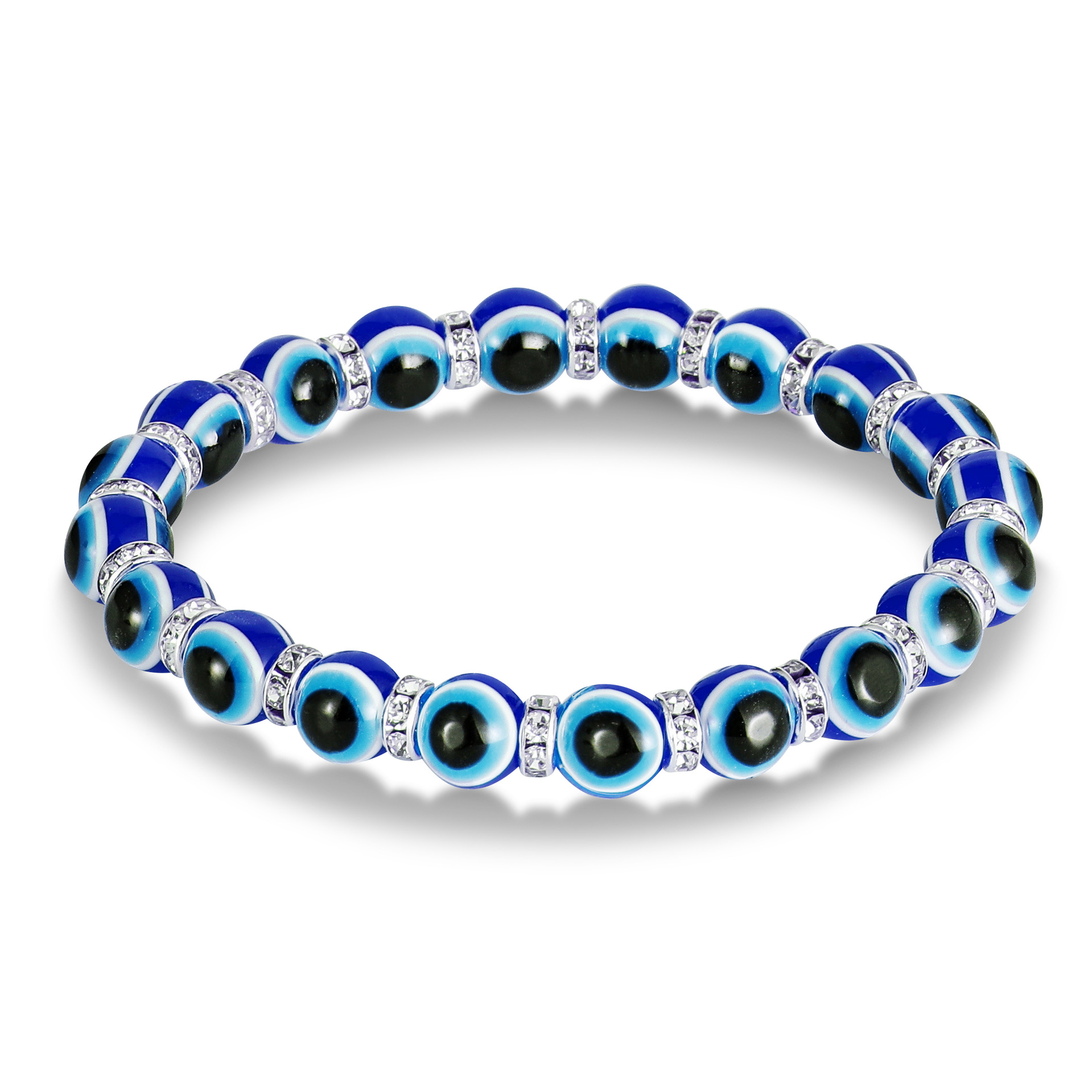 Colorful Turkish Blue Evil Eye 8mm Red Blue Eyes Beads Handmade Elasticity Bracelet for Men Women Yoga Reiki Jewelry