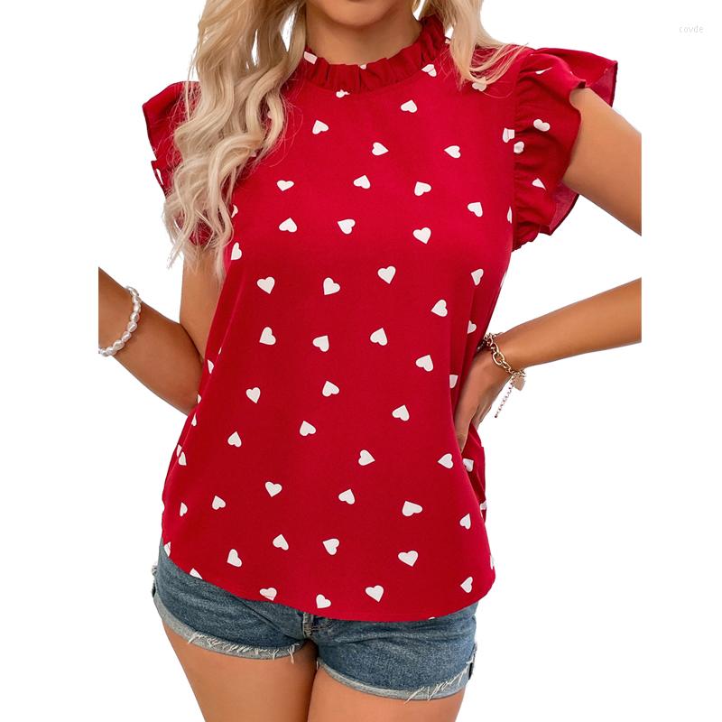 Women' Blouses Sexy Female Heart Print Shirt Party Blouse For Women Tops Short Ruffle Sleeve Elegant Office Ladies Clothing Pullover, Red
Women' Blouses Sexy Female Heart Print Shirt Party Blouse For Women Tops Short Ruffle Sleeve Elegant Office Ladies Clothing Pullover, Red