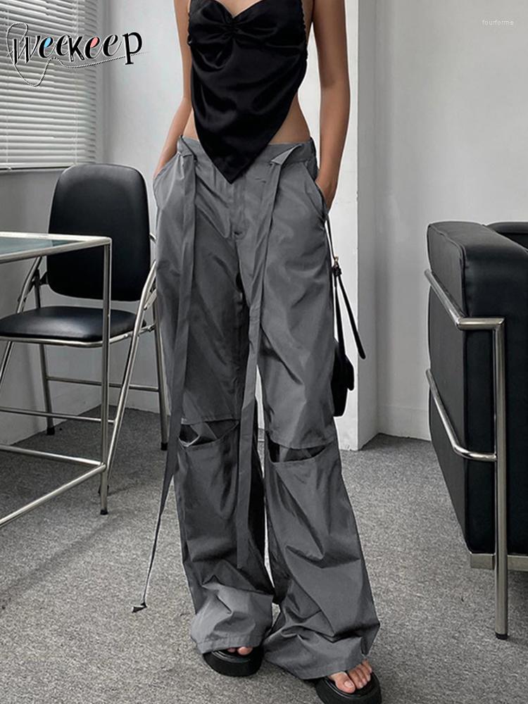 Women' Pants Weekeep Streetwear Chic Cargo Women Casual Belt Bandage Harajuku Grey Sweatpants Baggy Trousers Y2k Grunge Korean Fashion, Gray
Women' Pants Weekeep Streetwear Chic Cargo Women Casual Belt Bandage Harajuku Grey Sweatpants Baggy Trousers Y2k Grunge Korean Fashion, Gray