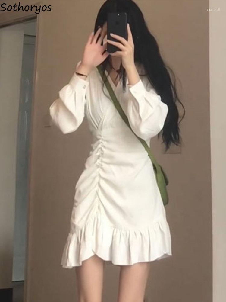 Casual Dresses Women Slim Solid Spring Chic Simple Sweet Elegant Daily Pleated Trendy Ladies Korean Style Retro Creativity, White
Casual Dresses Women Slim Solid Spring Chic Simple Sweet Elegant Daily Pleated Trendy Ladies Korean Style Retro Creativity, White