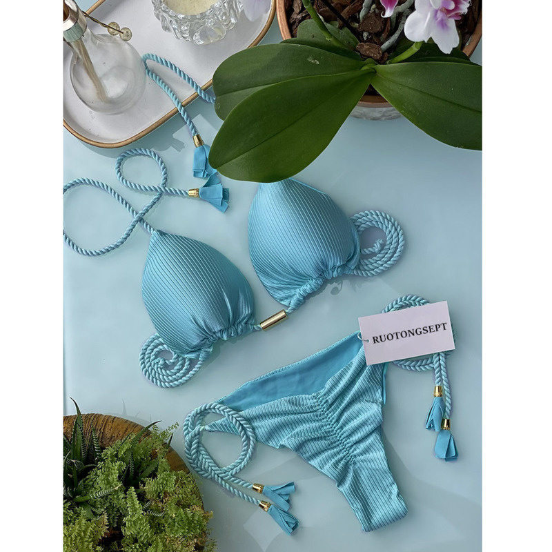 Womens Swimwear High Waist Push Up Bikini Set Female Bandeau Swimsuit Women Bathing Swim Suit Biquini Mulher Traje De Ba o Mujer 230608