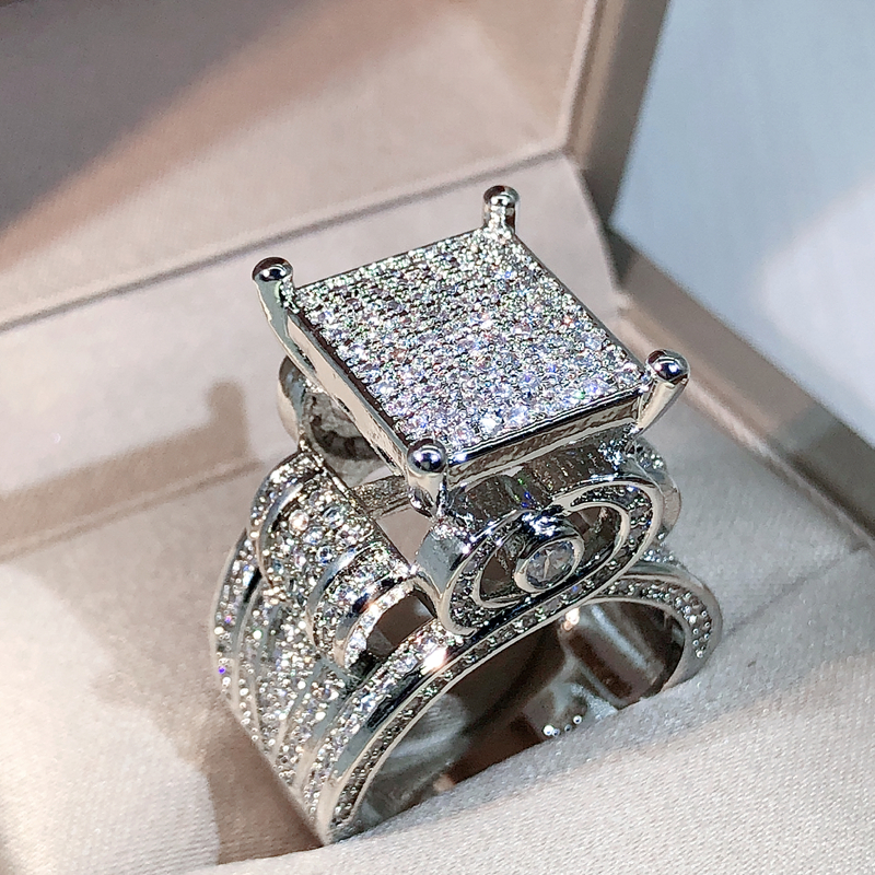 Wedding Rings 925 sterling silver high quality white zircon diamond ring geometric threedimensional diversified suitable for couple 230608