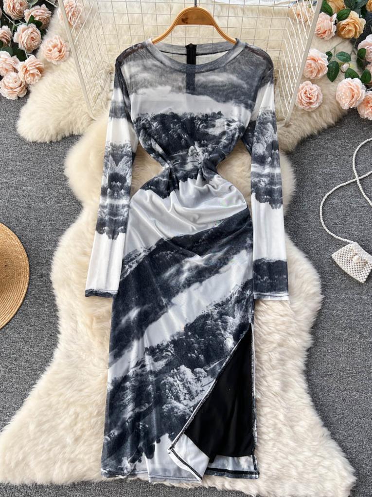 Casual Dresses Foamlina Spring Autumn Women Dress Vintage Oil Painting Print O-neck Long Sleeve Slim High Stretch Split Midi Party, Picture shown
Casual Dresses Foamlina Spring Autumn Women Dress Vintage Oil Painting Print O-neck Long Sleeve Slim High Stretch Split Midi Party, Picture shown