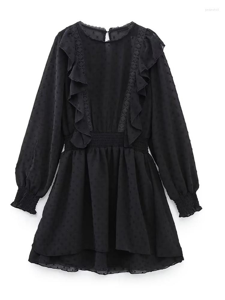 Casual Dresses YENKYE Spring Women Ruffled Dotted Black Dress Long Sleeve Elastic Waist Female Vintage Short Vestidos
Casual Dresses YENKYE Spring Women Ruffled Dotted Black Dress Long Sleeve Elastic Waist Female Vintage Short Vestidos