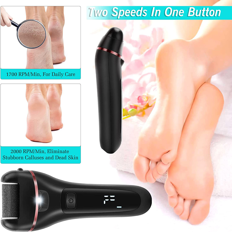 Foot Polisher Electric Callus Remover for Feet with Rechargeable Pedicure Kit 3 Roller Heads 2 Speed Foot Care Pedicure Tools