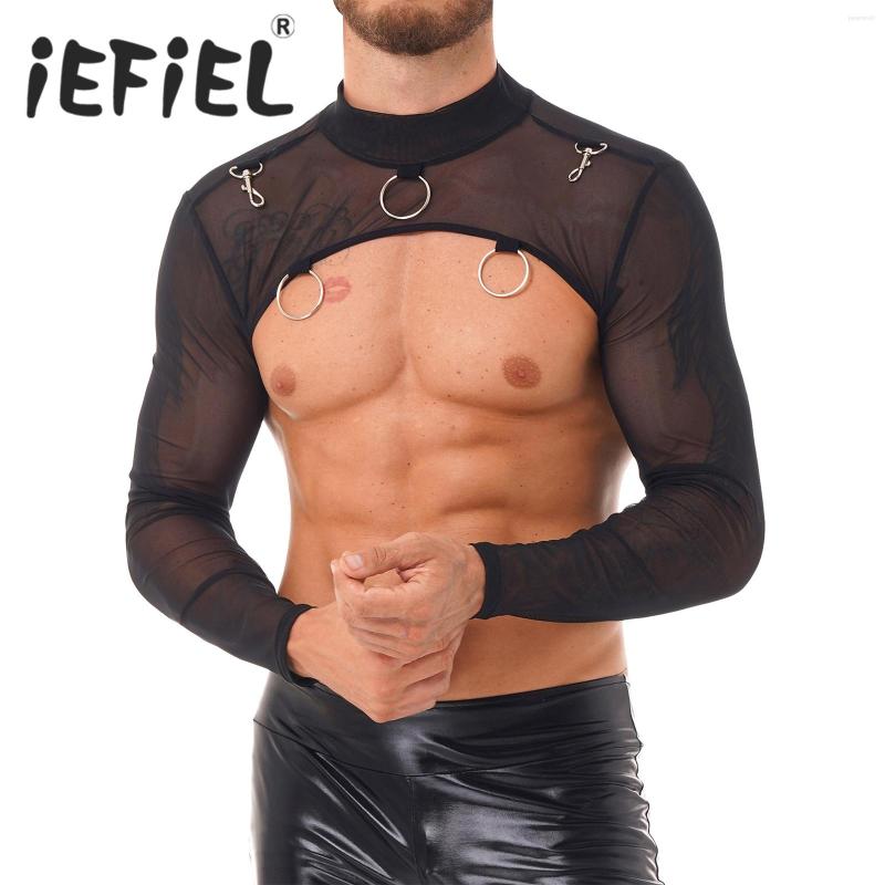 Men' Tank Tops Mens Mesh Mock Neck Long Sleeve O-Ring Decor T-Shirt See-Through Half Crop Top Party Stage Performance Clubwear Costumes, Black
Men' Tank Tops Mens Mesh Mock Neck Long Sleeve O-Ring Decor T-Shirt See-Through Half Crop Top Party Stage Performance Clubwear Costumes, Black