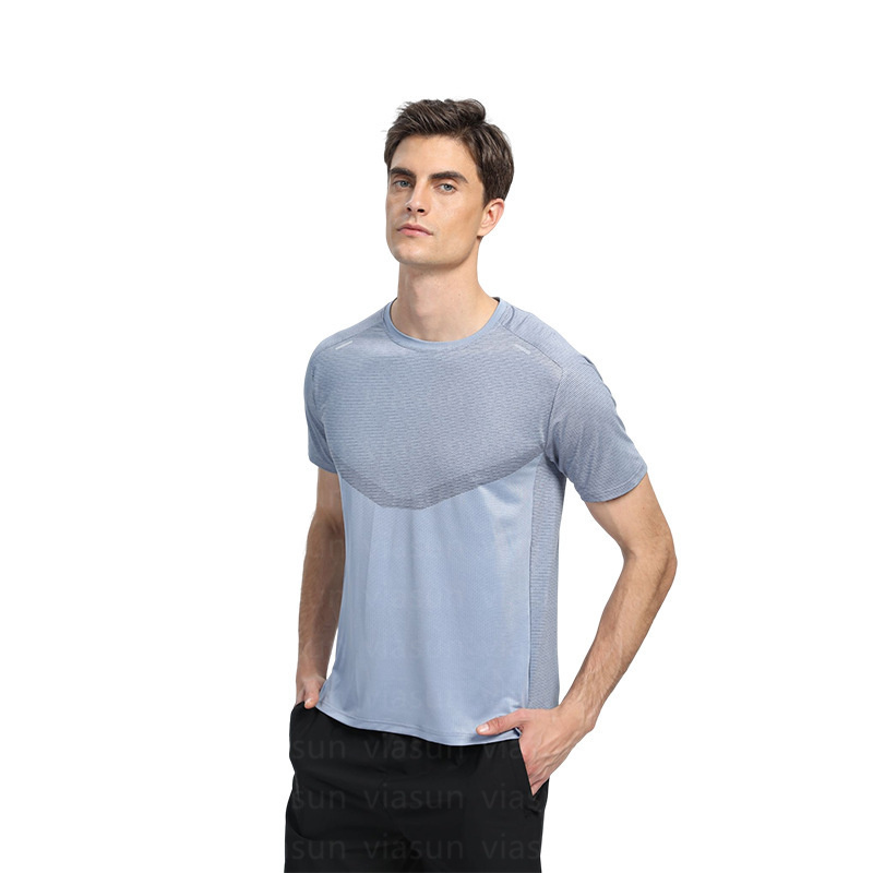 LU08 Men Yoga Outfit Gym T shirt Exercise Fitness Wear Sportwear Trainning Basketball Quick Dry Ice Silk Shirts Outdoor Tops Short Sleeve Elastic Brea