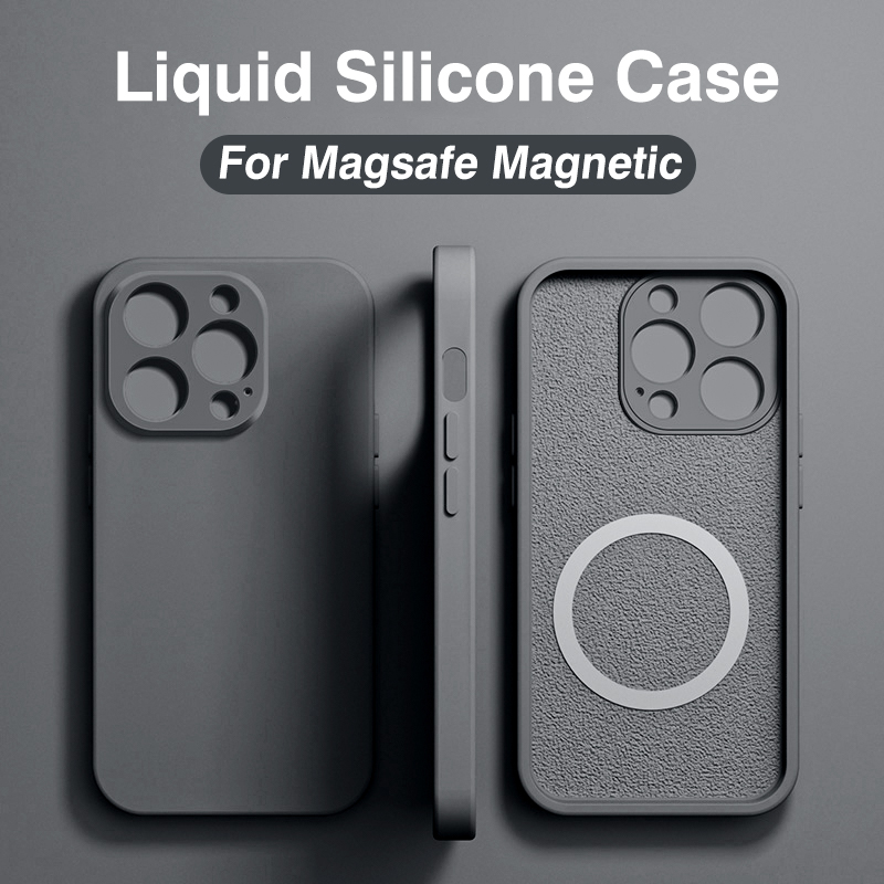 For Magsafe Magnetic Liquid Silicone Case For iPhone 14 11 12 13 Pro Max Mini 8 Plus SE Wireless Charging Case XR X XS Max Cover