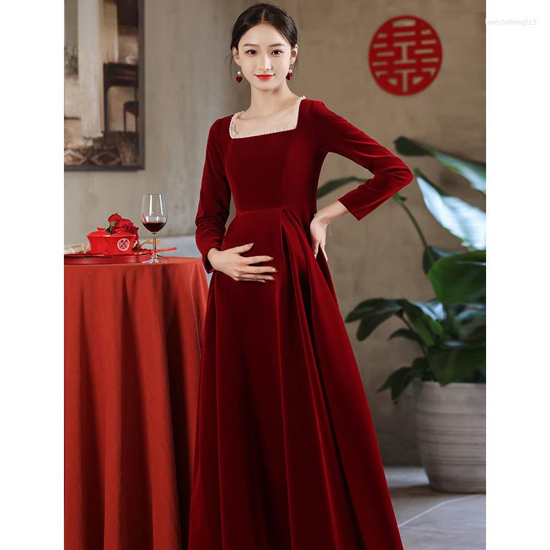 Ethnic Clothing Traditional Chinese Toast Cheongsam Dress Pregnant Woman Wedding Evening Long Sleeve Maternity Brides Elegant Qipao
Ethnic Clothing Traditional Chinese Toast Cheongsam Dress Pregnant Woman Wedding Evening Long Sleeve Maternity Brides Elegant Qipao