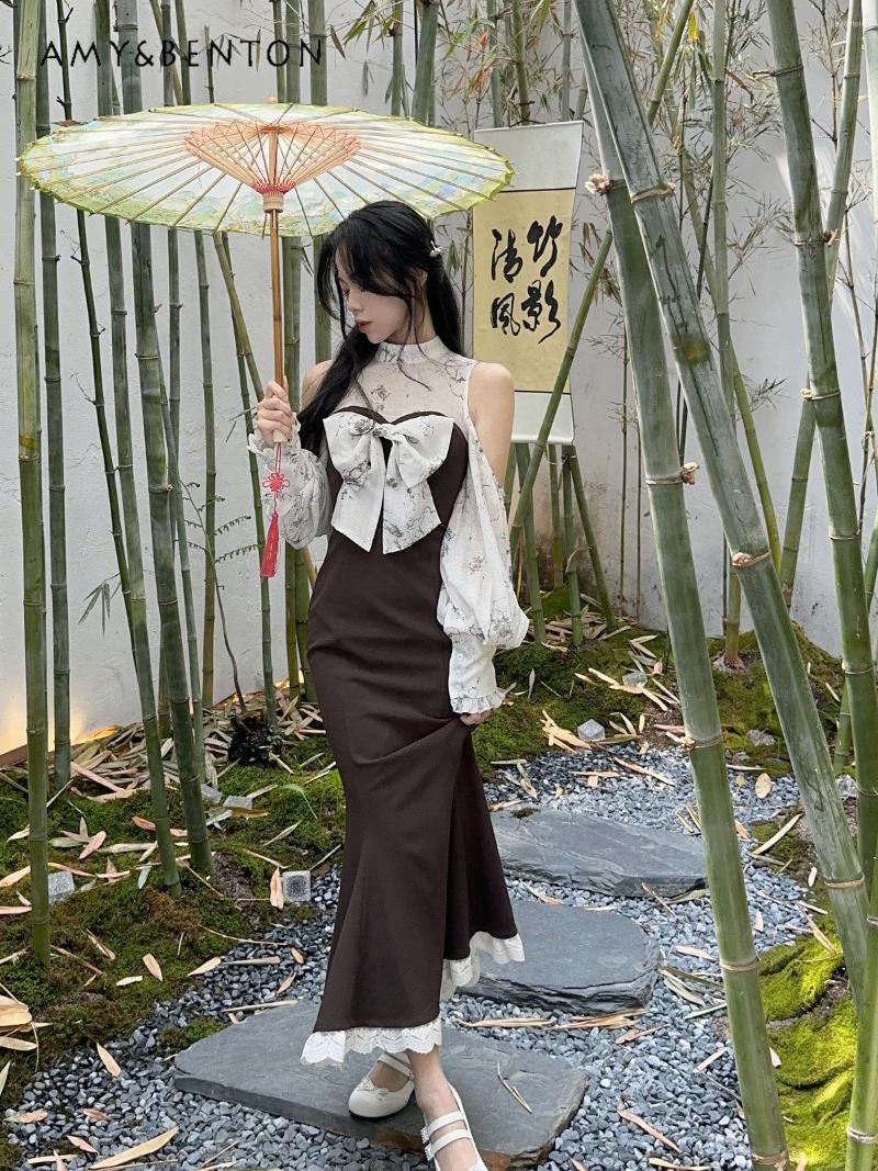 Casual Dresses Summer Off Shoulder Sheath Fishtail Dress Women's Chinese Style Slimming Elegant Female Long Sleeve Chic, Pic color
Casual Dresses Summer Off Shoulder Sheath Fishtail Dress Women's Chinese Style Slimming Elegant Female Long Sleeve Chic, Pic color