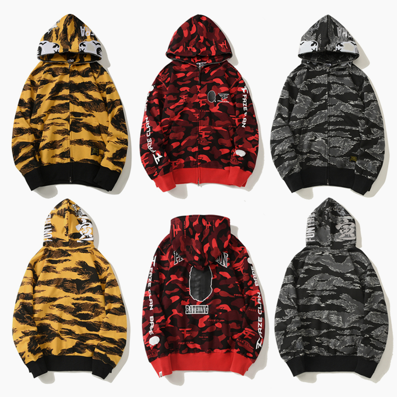 23SS Top Craftsmanship Mens hoodies shark pullover hoodie designer jacket tiger full zip Harajuku sweatshirt Fashion co-branding camouflage Luminous New hoodys