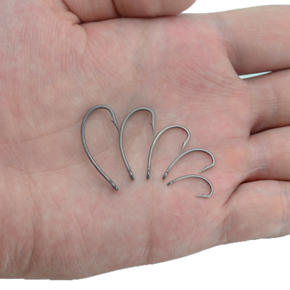 Fishing Hooks 75pcs PTFE Coated High Carbon Steel Barbed Fish Hook With Eye Mix Size Carp Fishing Accessories X501 230608
