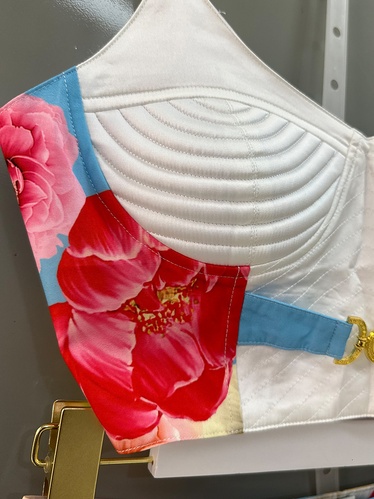 Women's Two Piece Pants Retro color contrast metal buckle suspender two piece women's 2023 summer high waist shorts five cent pants fashion 