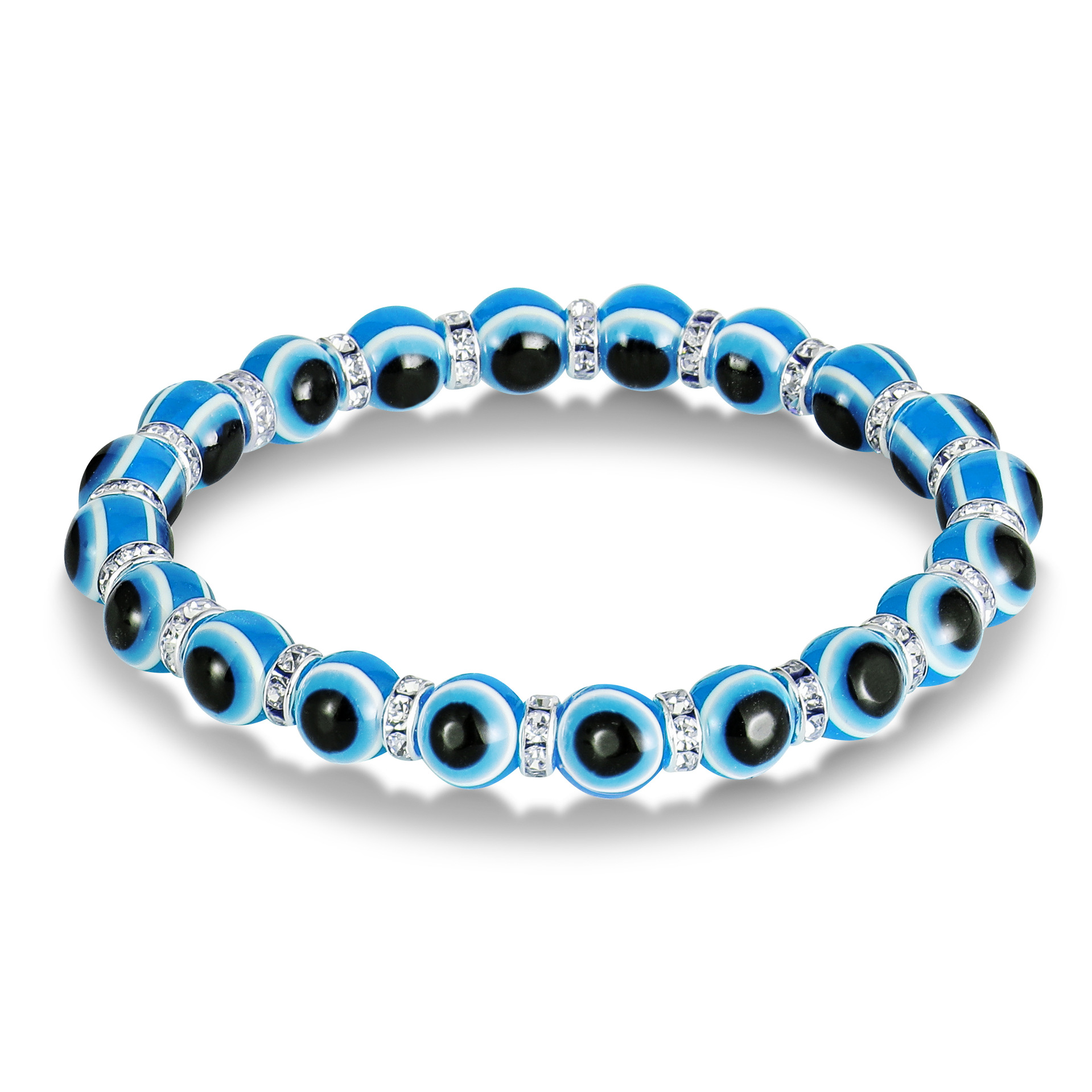 Colorful Turkish Blue Evil Eye 8mm Red Blue Eyes Beads Handmade Elasticity Bracelet for Men Women Yoga Reiki Jewelry