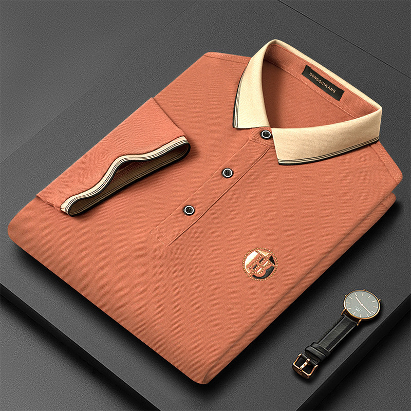 Men's Summer Polo Shirts with Diamond Embroidery - Short-Sleeved Cotton Blend Top R241008