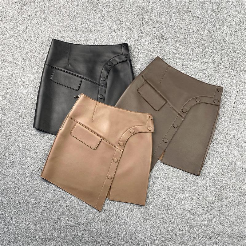 Skirts 2023 Arrival Women Fashion Asymmetry Genuine Sheepskin Leather Skirt, Dark coffee
Skirts 2023 Arrival Women Fashion Asymmetry Genuine Sheepskin Leather Skirt, Dark coffee